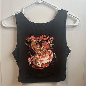 Forever 21 Black and Red Ramen Graphic Crop Top
